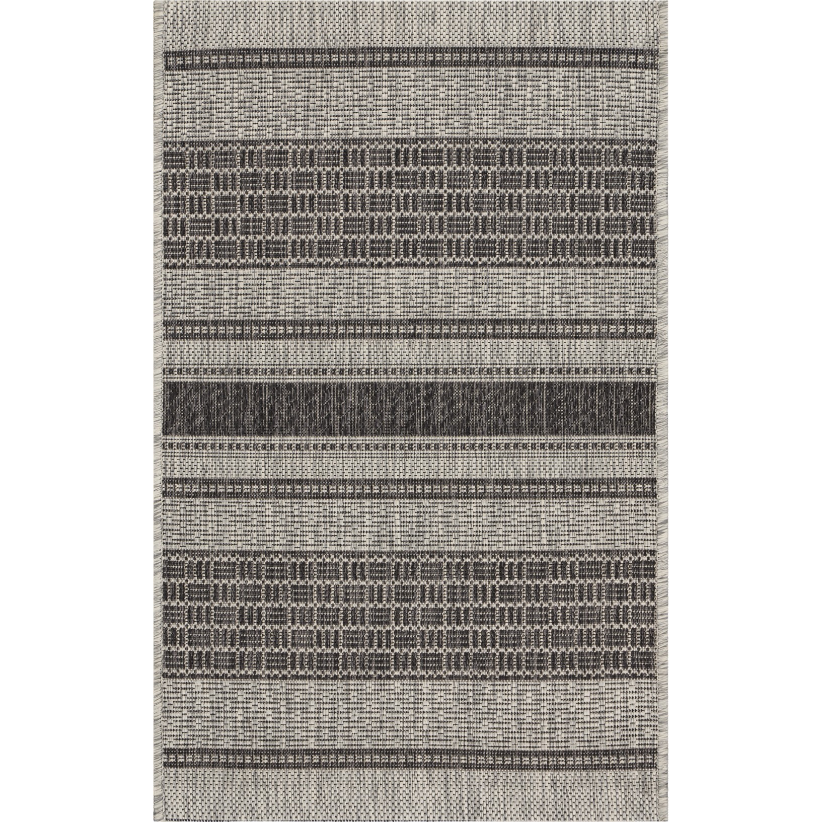 2 X 3 Monochrome Striped Indoor Outdoor Scatter Rug