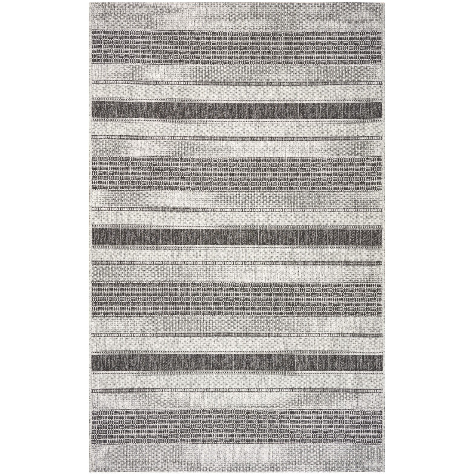 5 X 8 Monochrome Striped Indoor Outdoor Area Rug