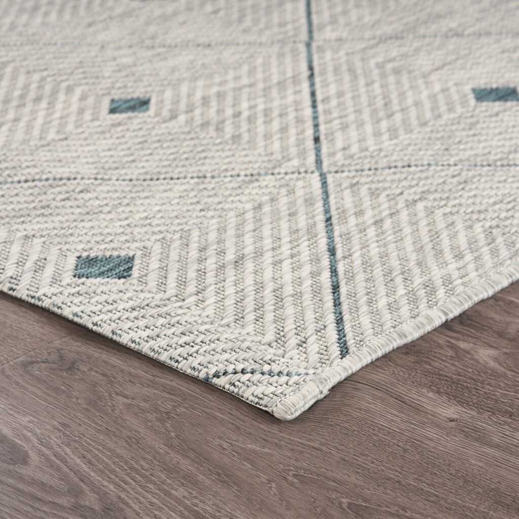 5 X 8 Blue Diamonds Indoor Outdoor Area Rug