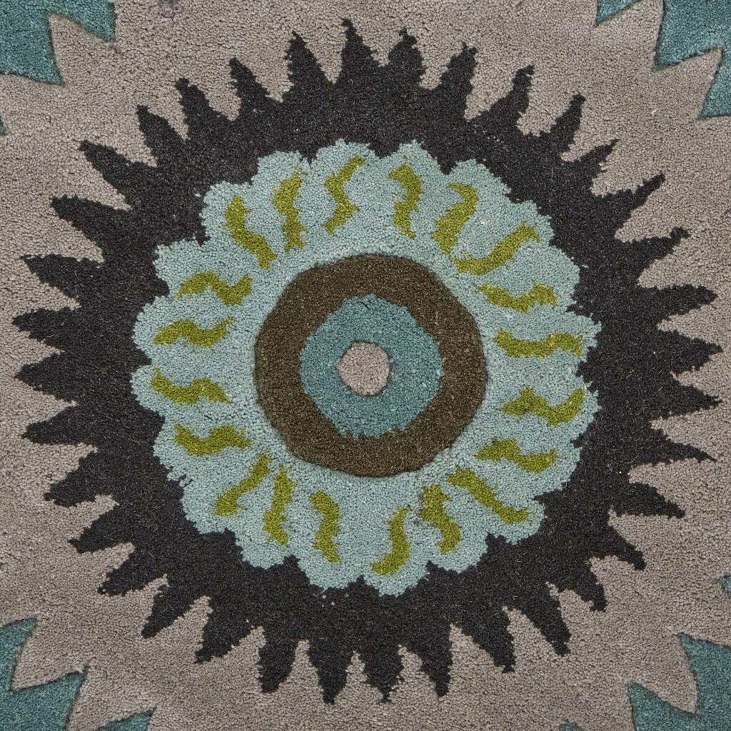 8 Round Green Peacock Feather Area Rug