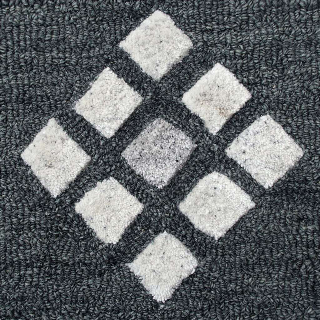 5 Round Charcoal Geometric Border Area Rug