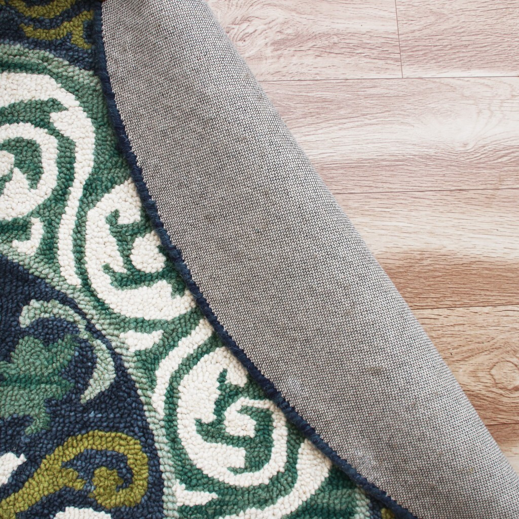 7 Round Blue And Green Ornate Medallion Area Rug