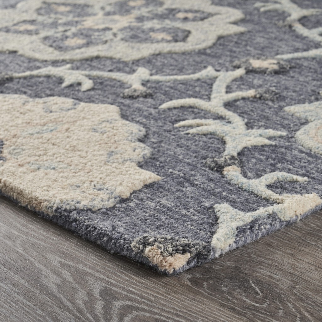 7 X 9 Gray Floral Trellis Area Rug