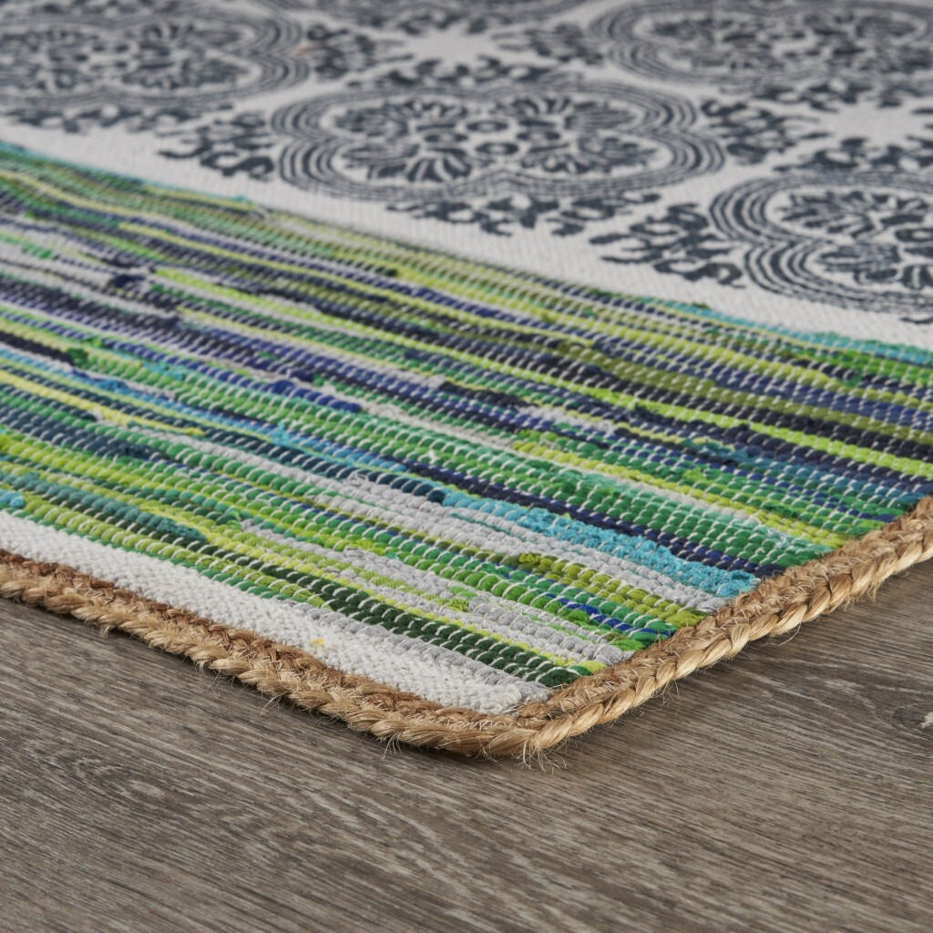 5 X 7 Blue And Green Chindi Area Rug