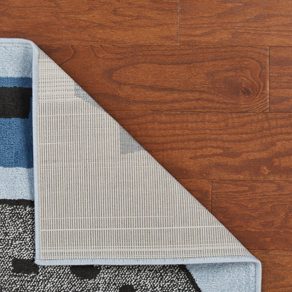 5 Round Blue Imaginative Racetrack Area Rug