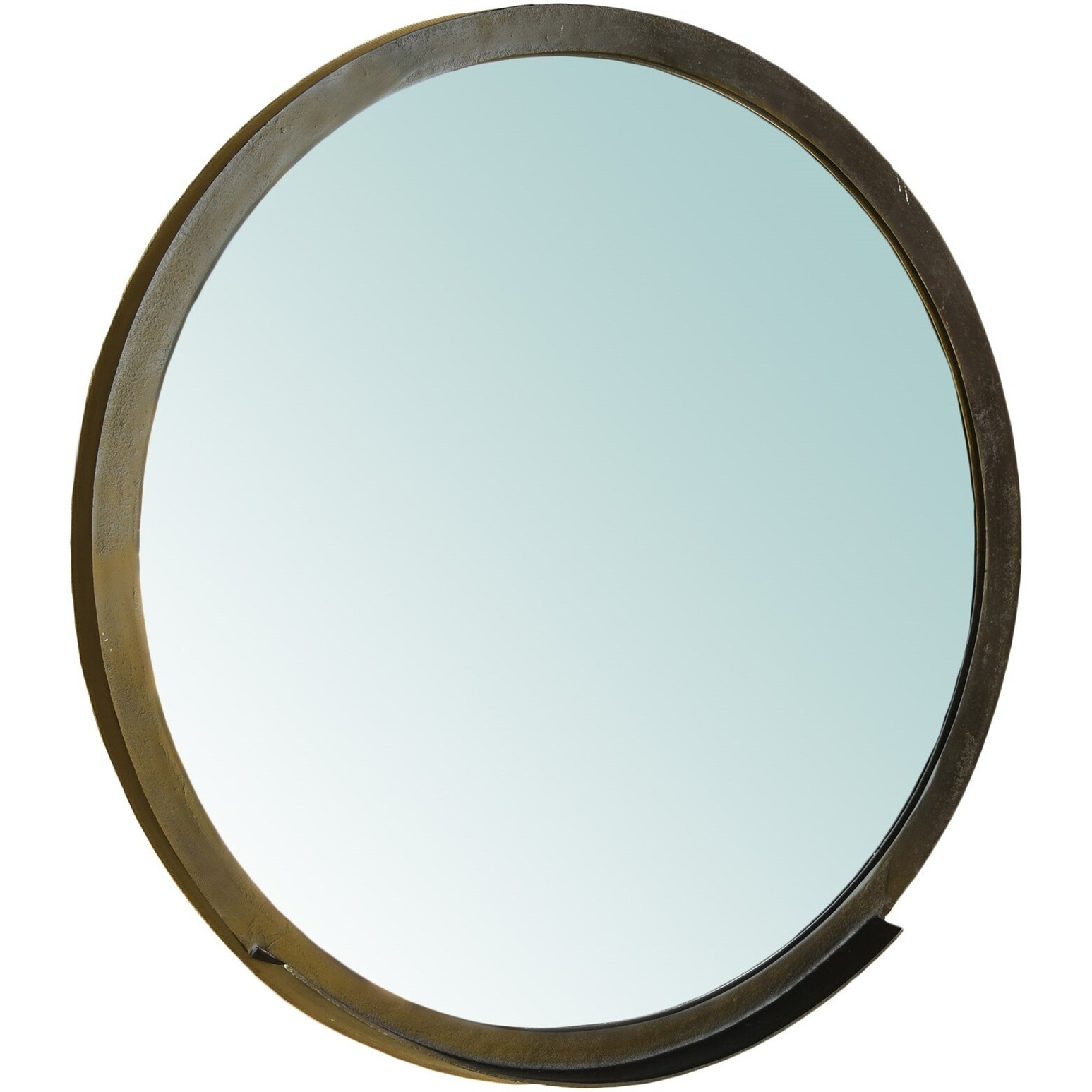 Gold Cast Aluminum Round Wall Mirror