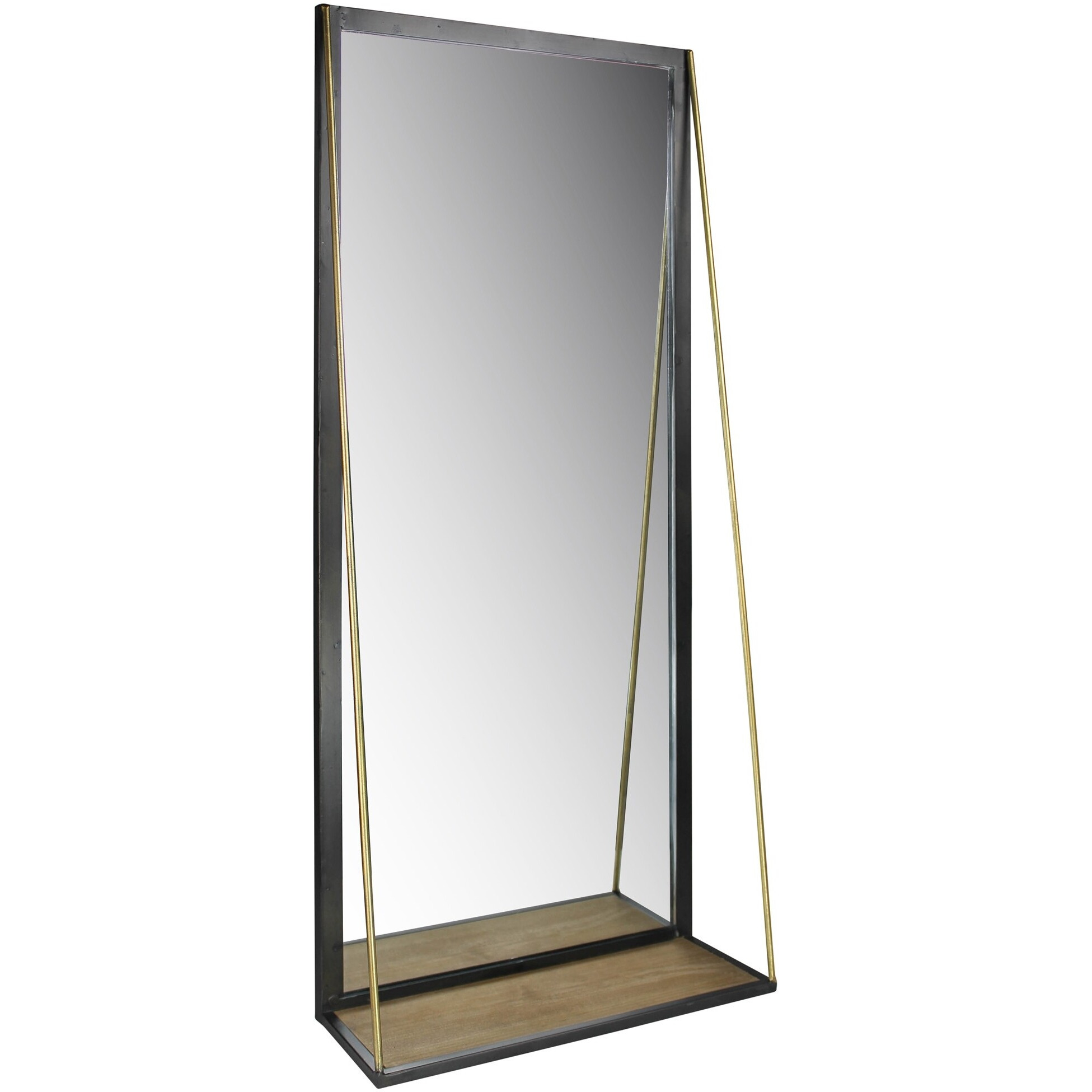Black Metal Mirror With Shelf