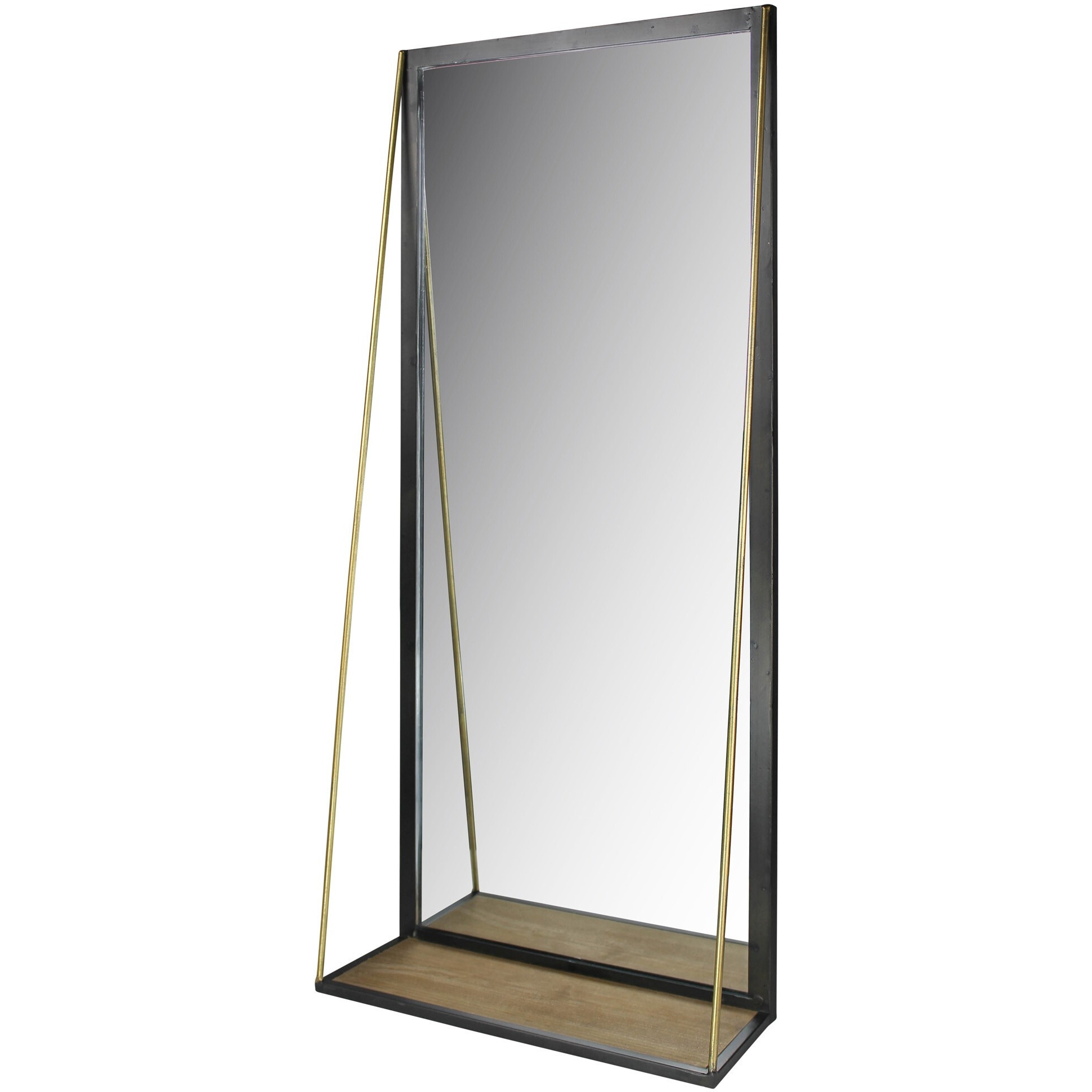 Black Metal Mirror With Shelf