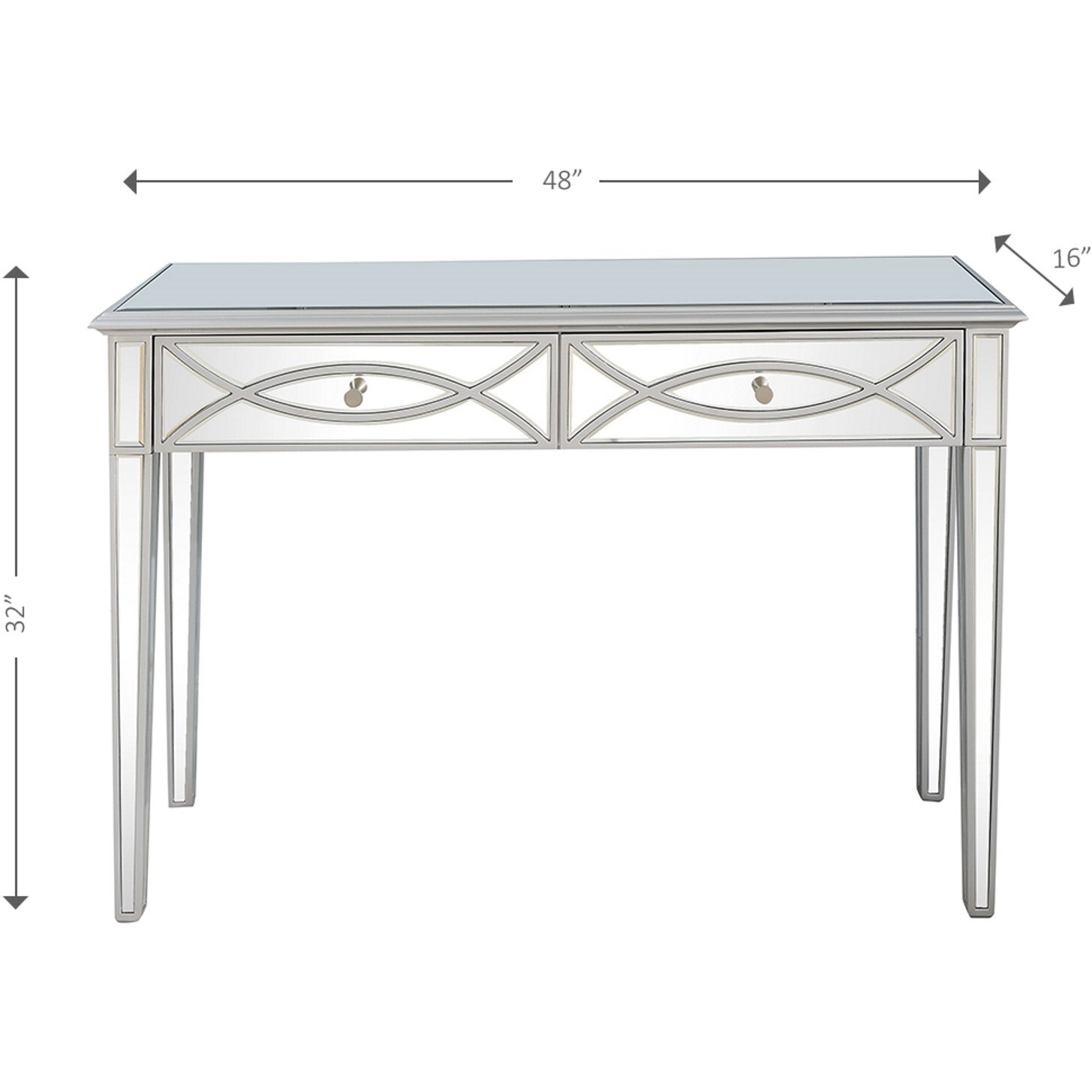 Silver Glass Mirror Console Table