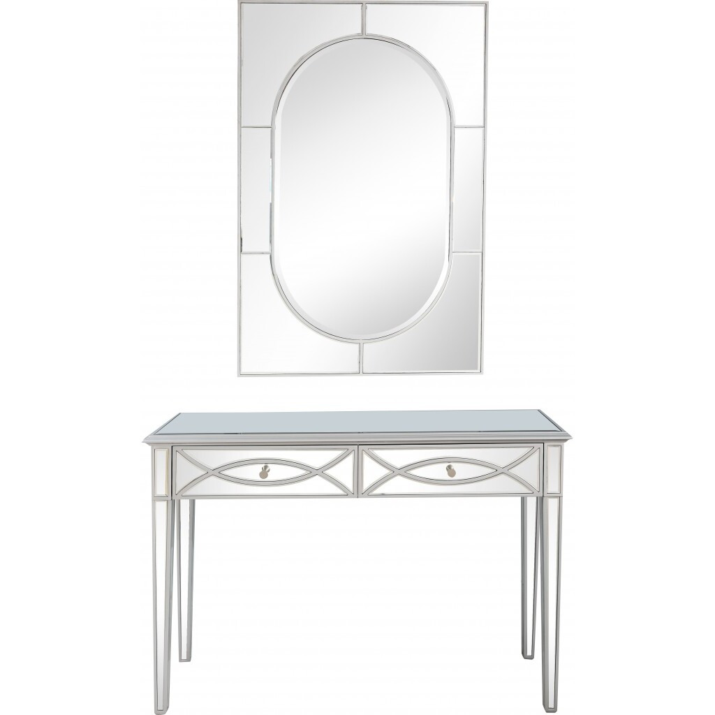 Silver Glass Mirror And Console Table