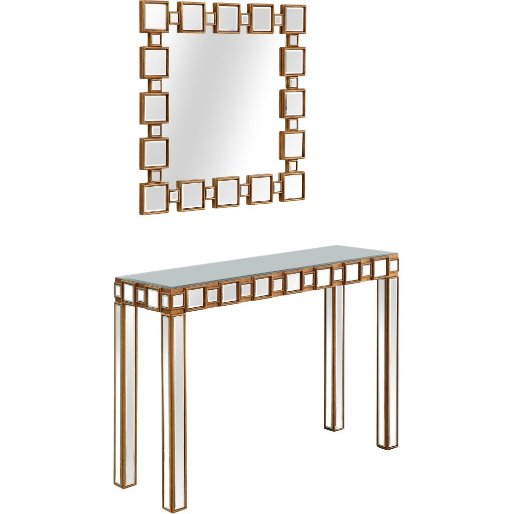 Square Reflective Mirror And Console Table