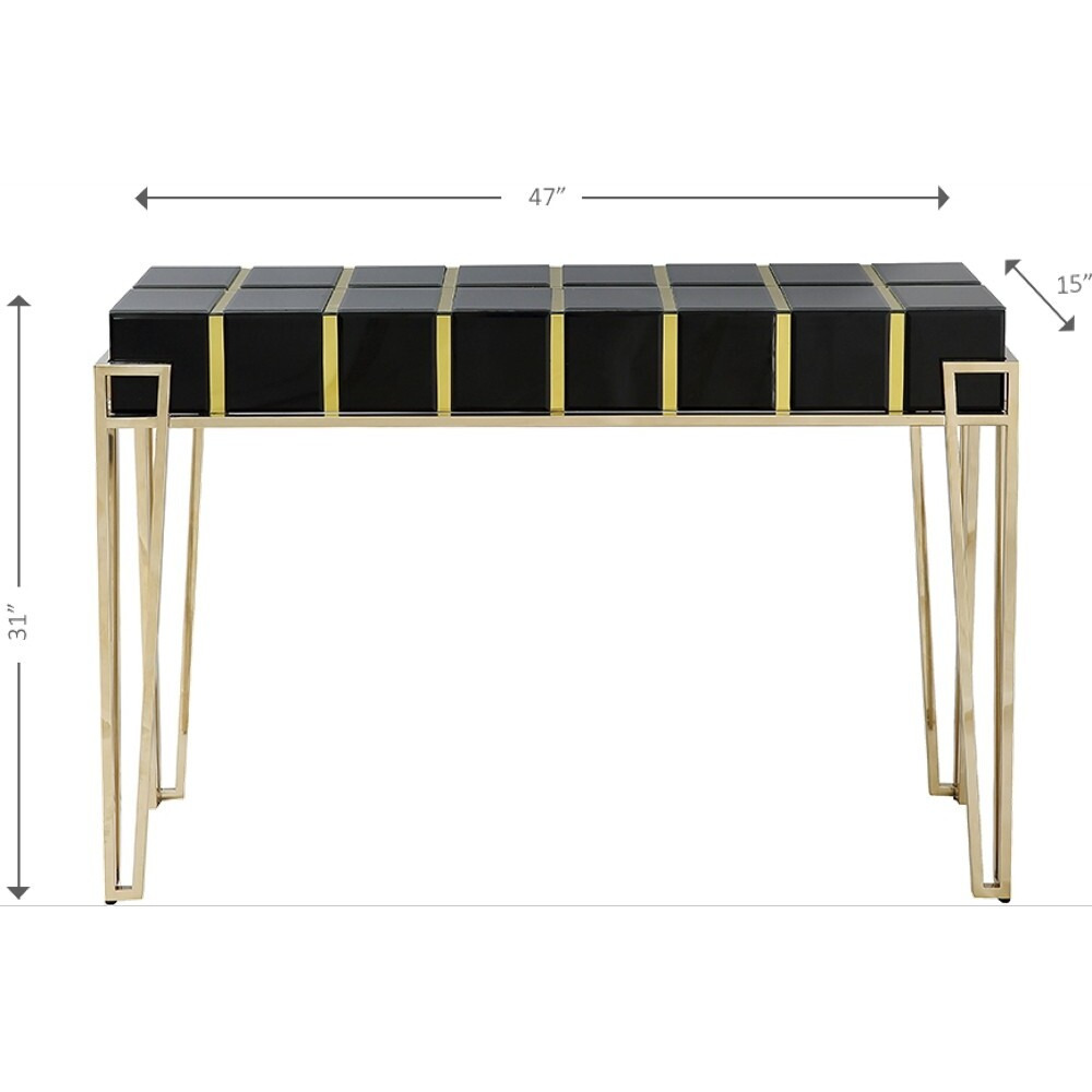 Gold And Black Sqaured Console Table