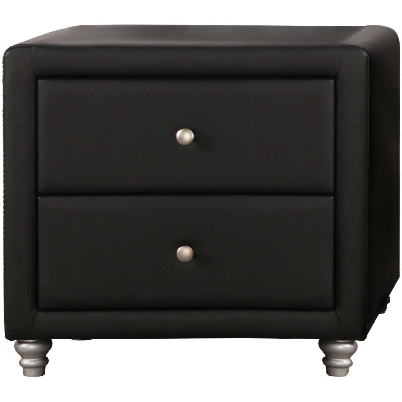 Black Upholstered 2 Drawer Nightstand
