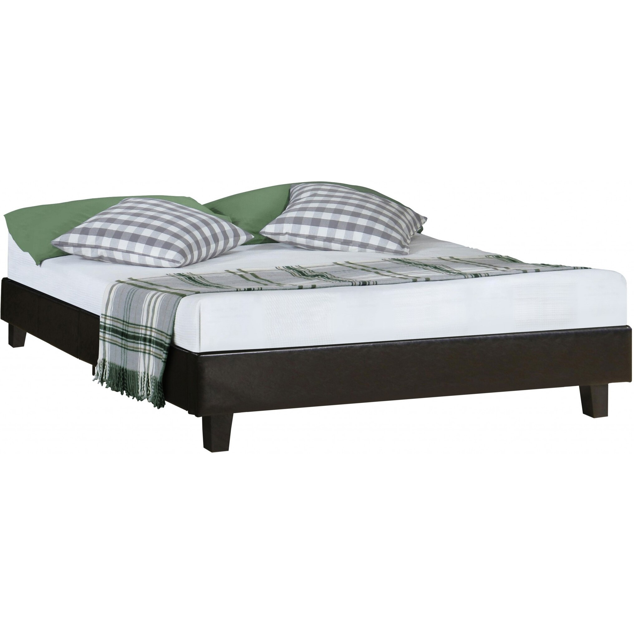 Black Platform Queen Bed With Two Nightstands