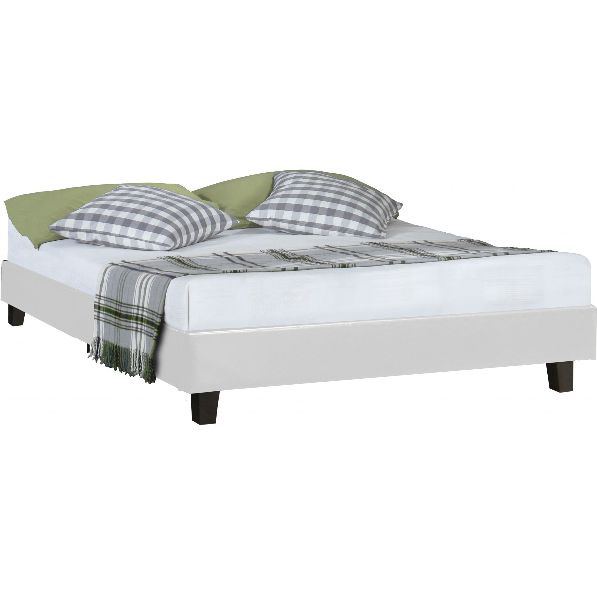 White Platform King Bed With Two Nightstands