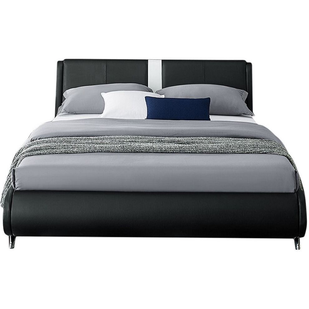 Solid Manufactured Wood Bed Upholstered With Headboard