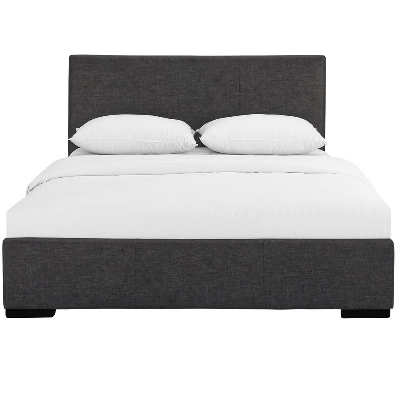 Grey Upholstered Queen Platform Bed