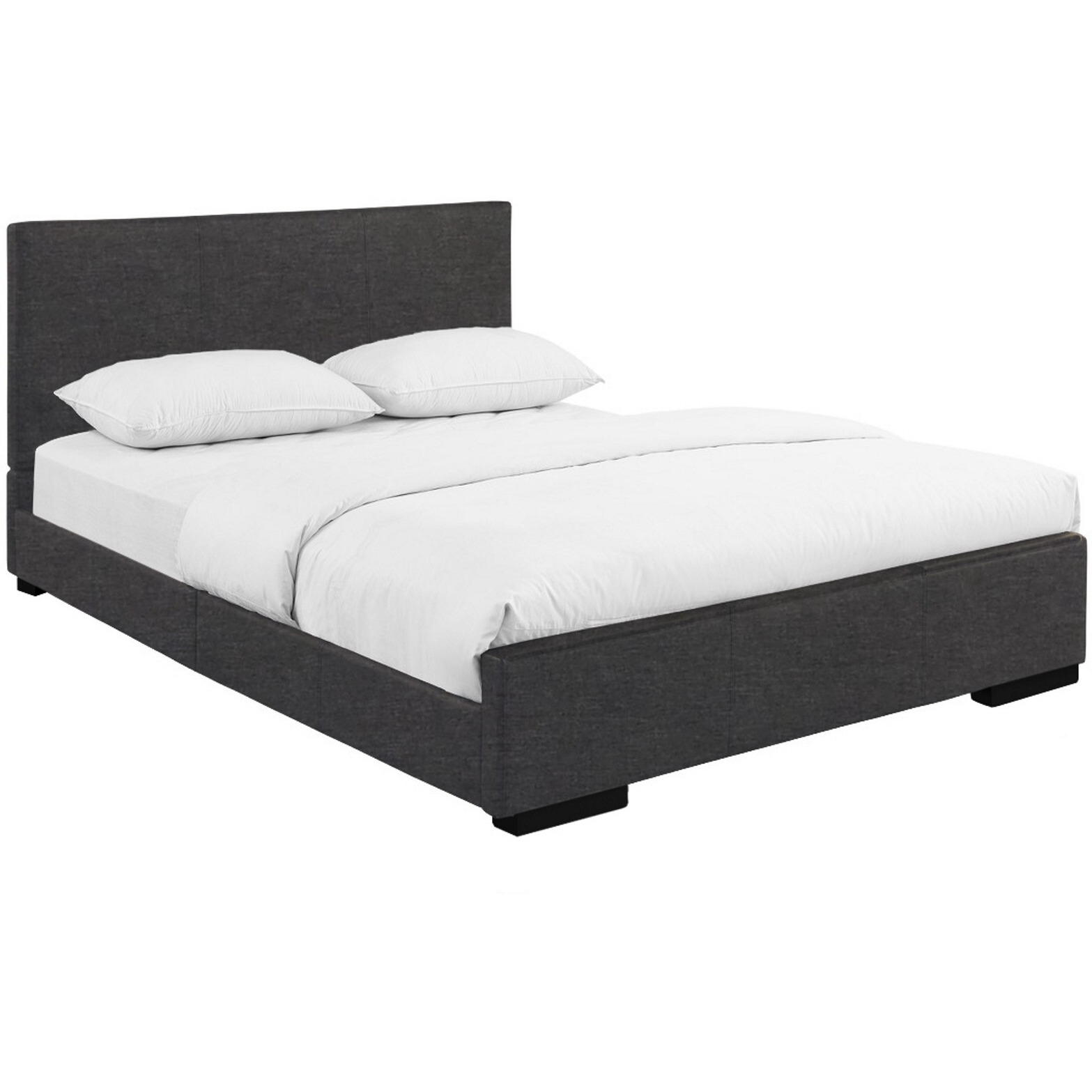 Grey Upholstered Queen Platform Bed