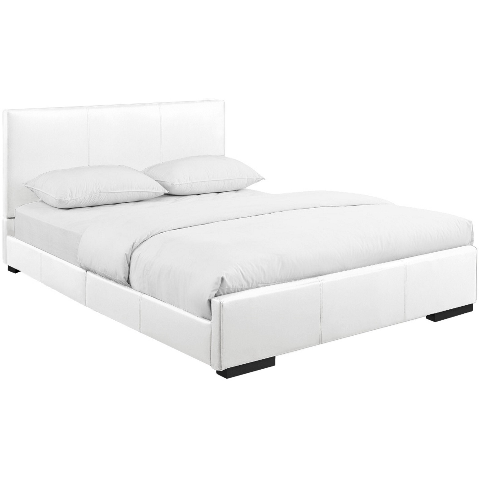 White Upholstered King Platform Bed