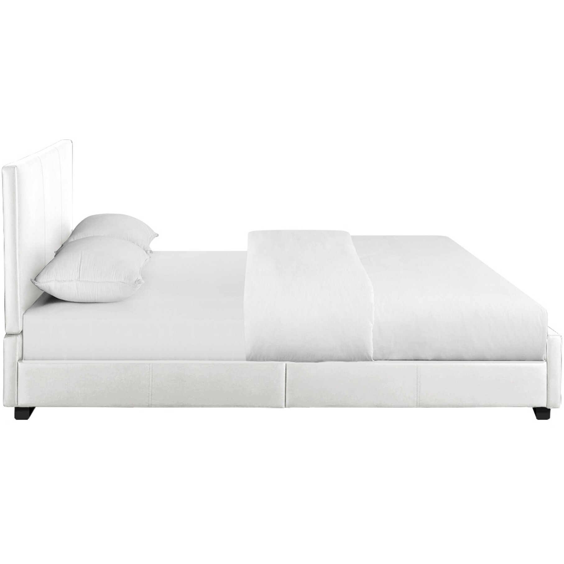 White Upholstered King Platform Bed