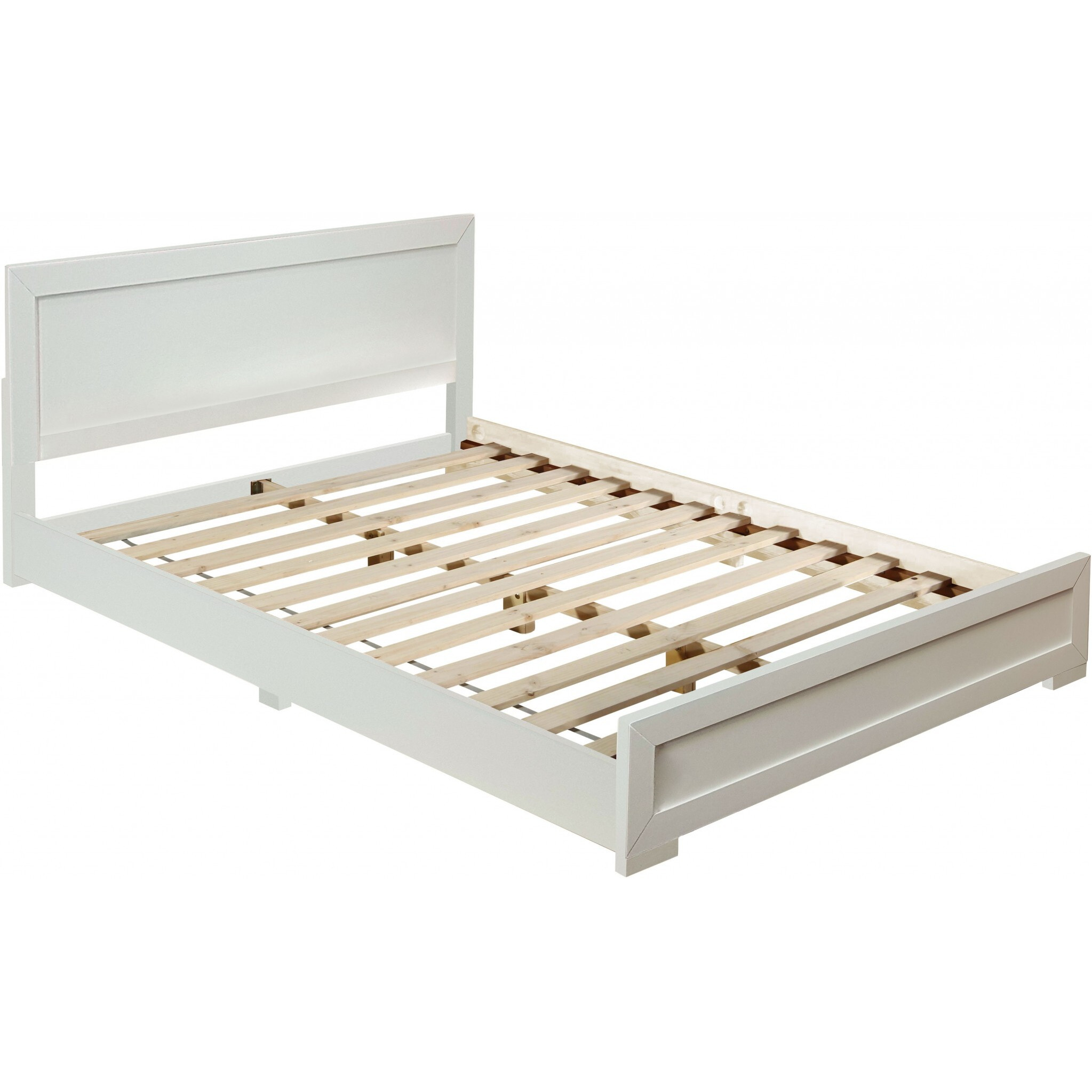White Wood Queen Platform Bed