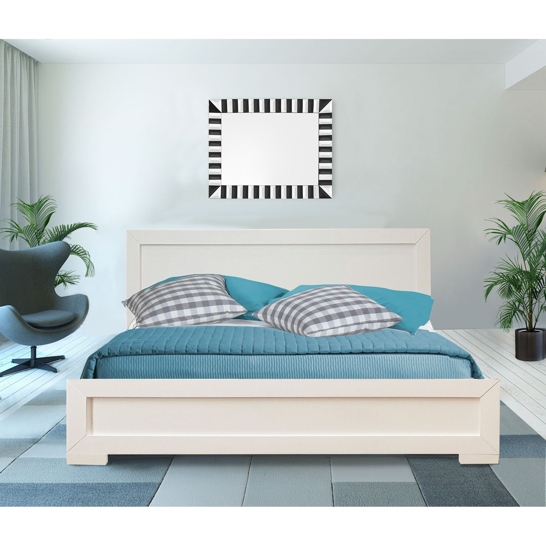 White Wood Queen Platform Bed