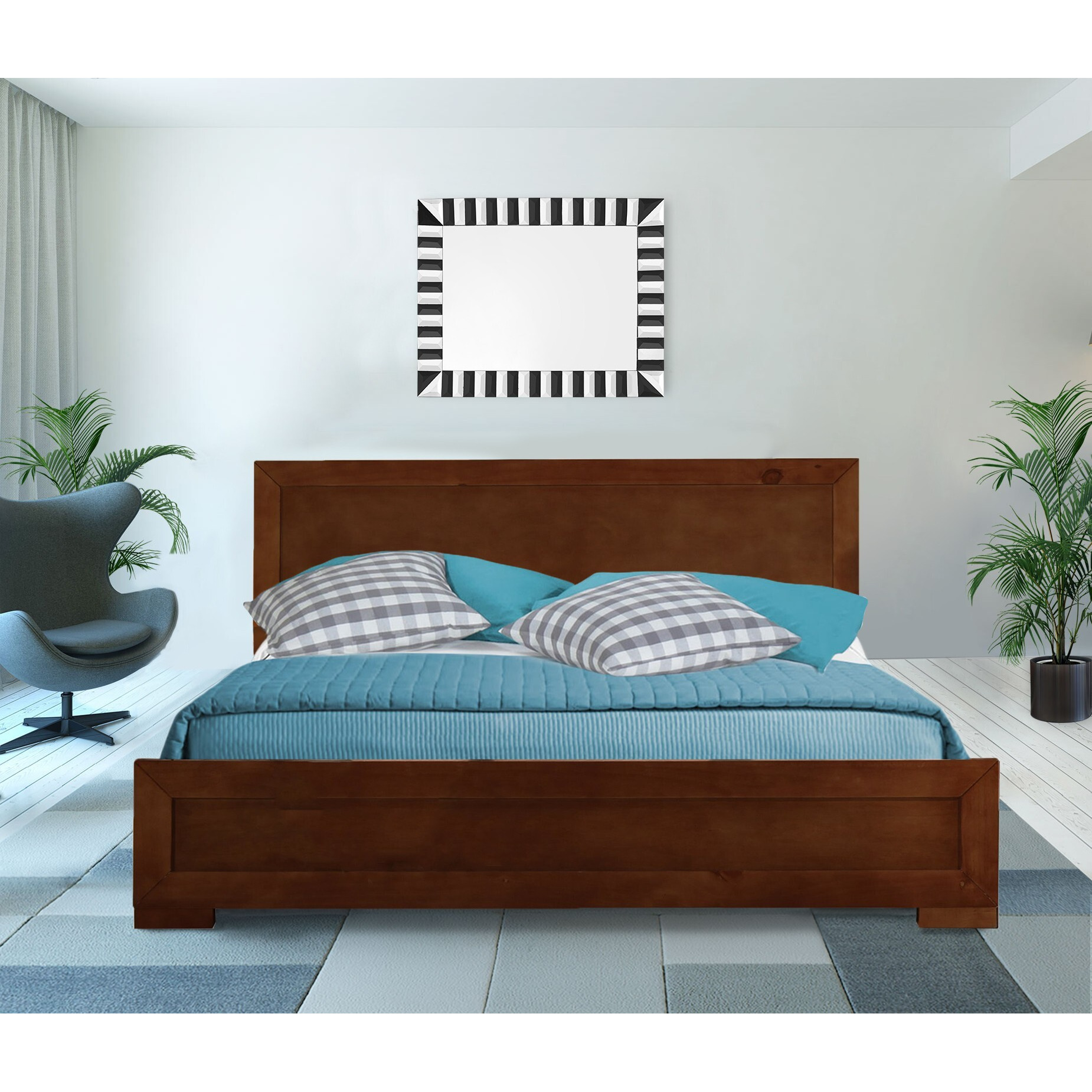 Walnut Wood Queen Platform Bed