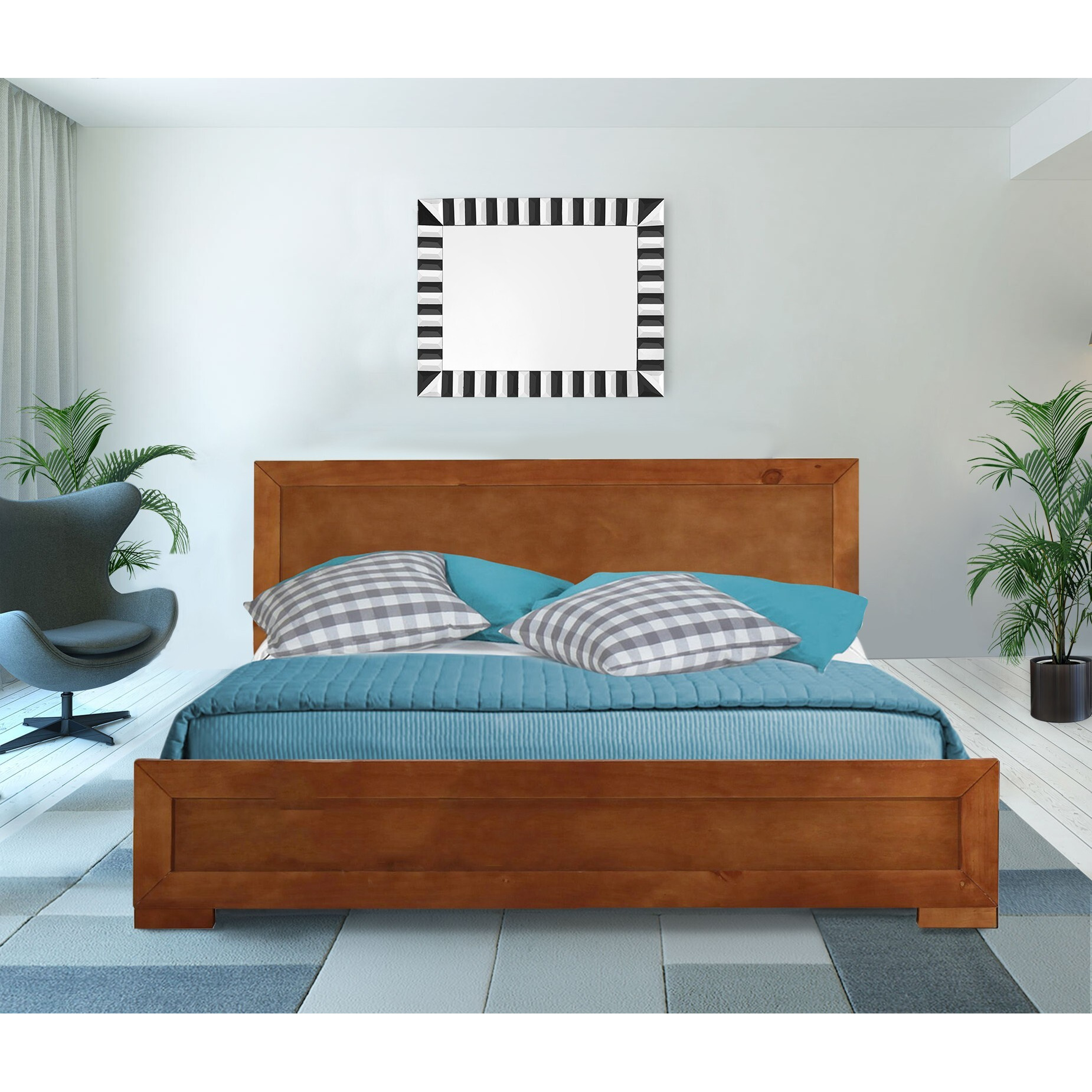Oak Wood Queen Platform Bed