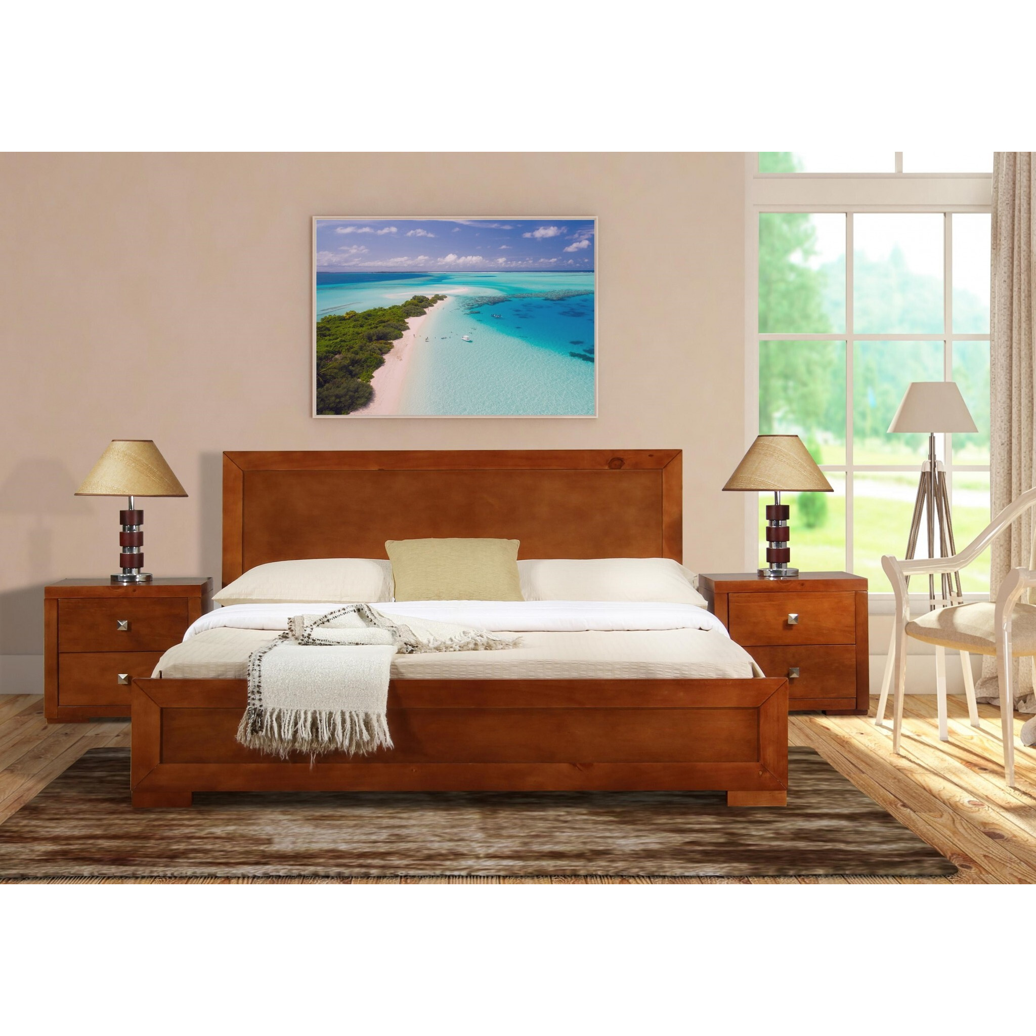 Cherry Wood King Platform Bed