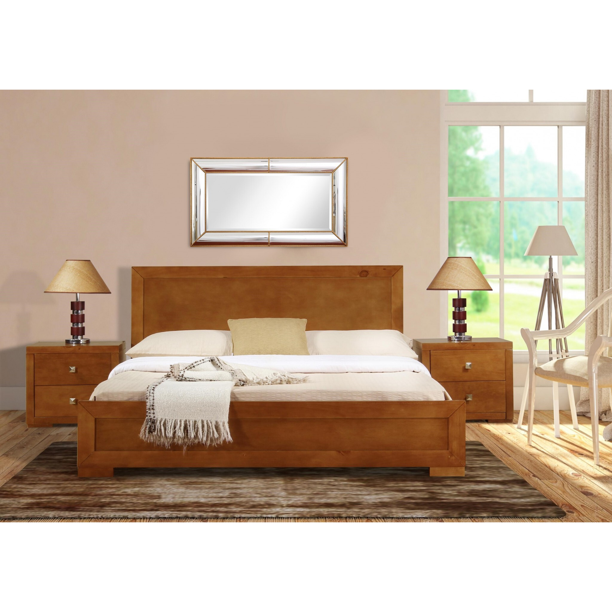 Oak Wood King Platform Bed
