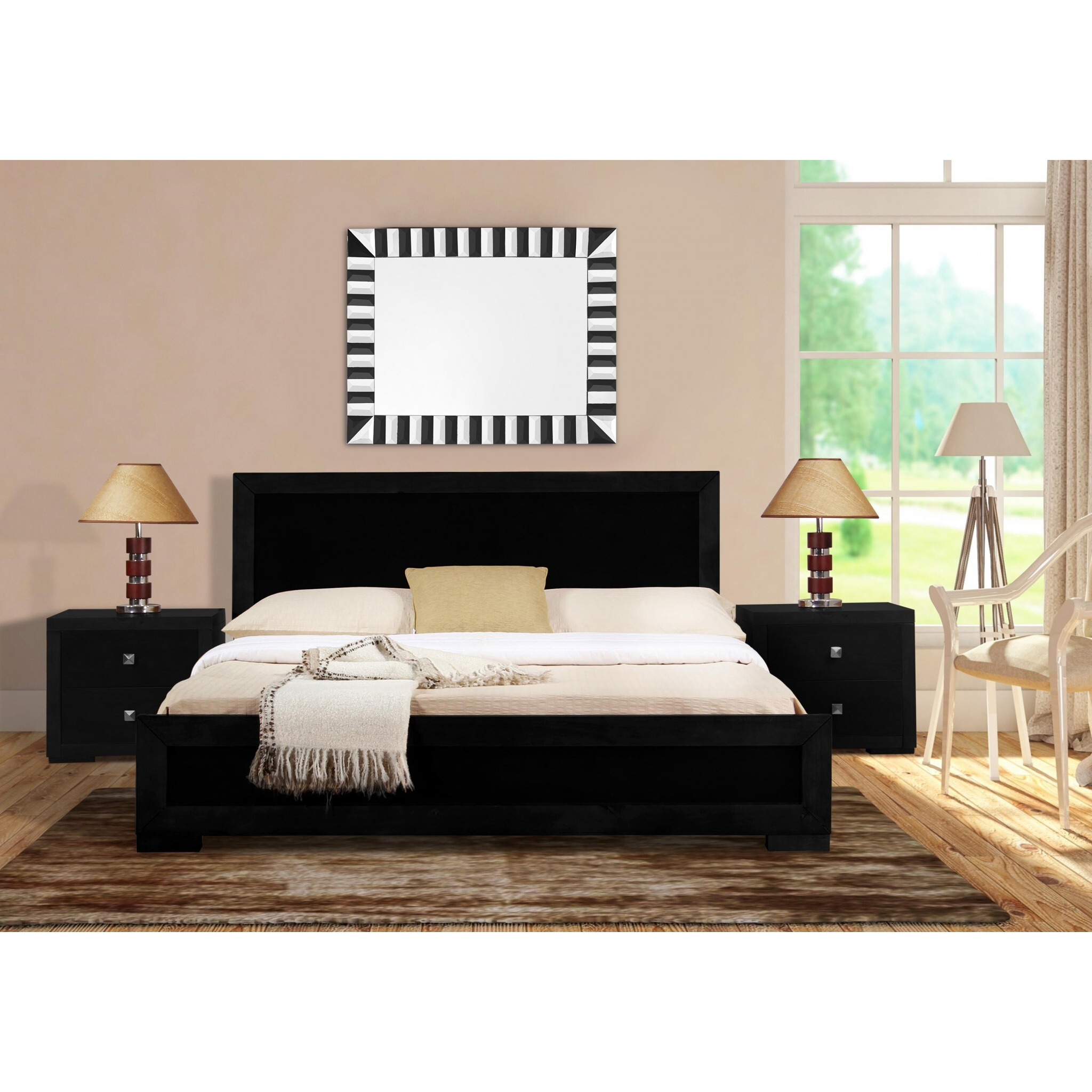 Black Wood Full Platform Bed