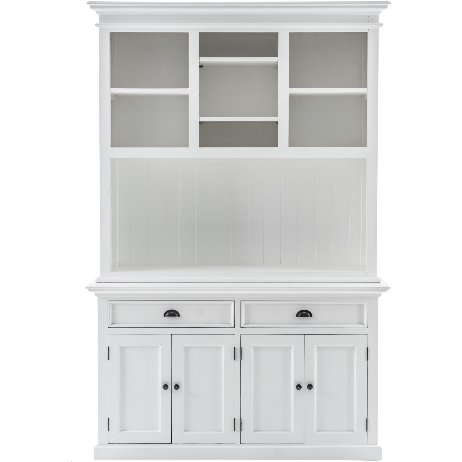 Classic White Buffet Hutch Unit With 2 Adjustable Shelves