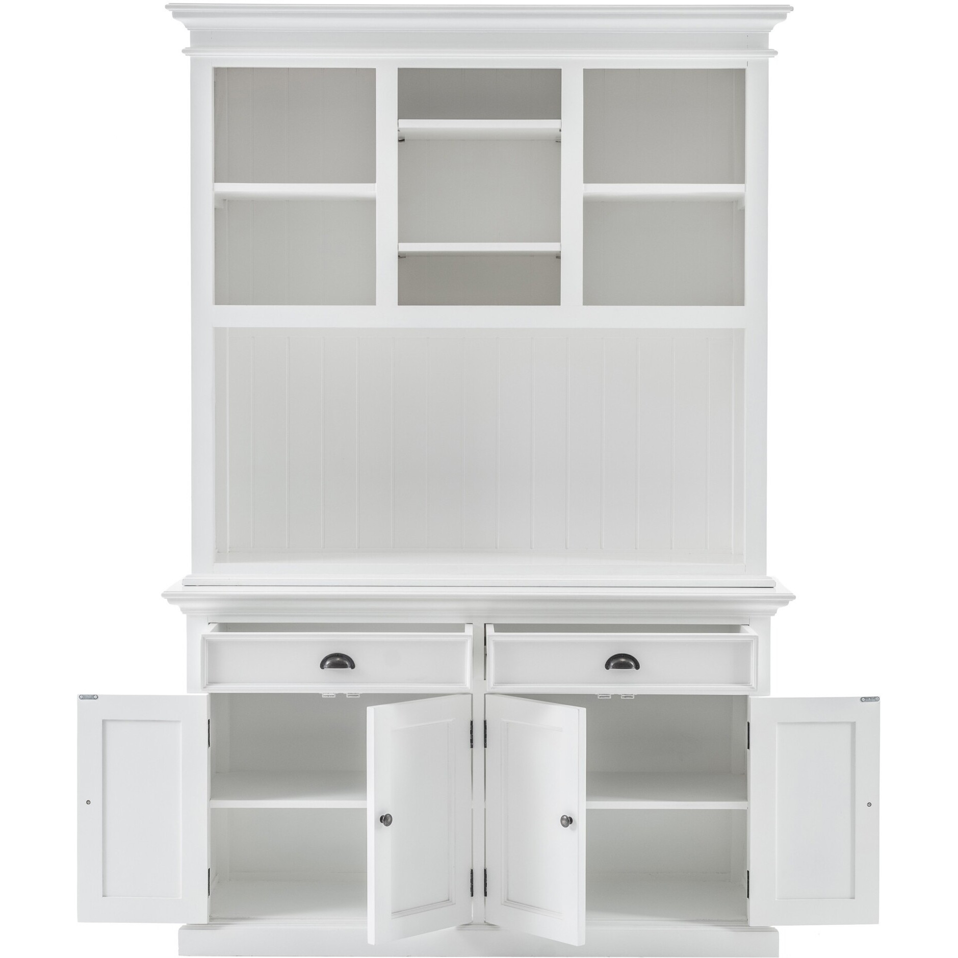 Classic White Buffet Hutch Unit With 2 Adjustable Shelves