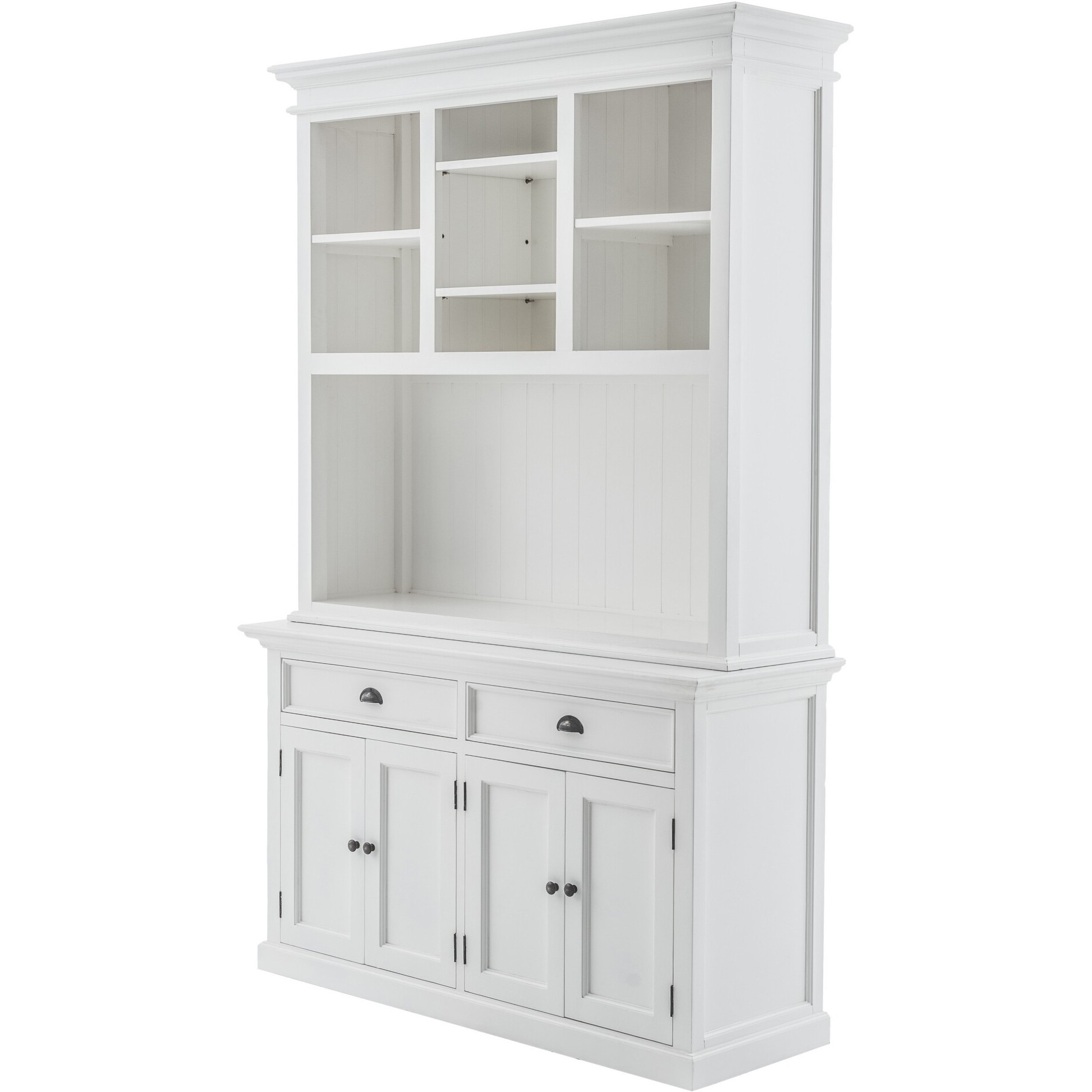 Classic White Buffet Hutch Unit With 2 Adjustable Shelves