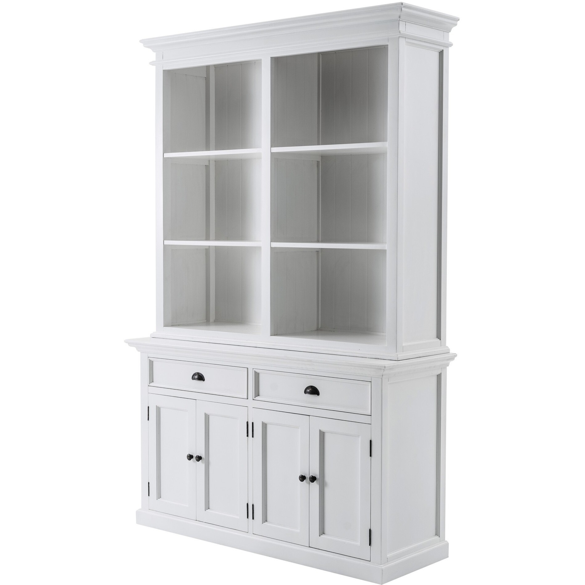 Classic White Buffet Hutch Unit With 6 Shelves