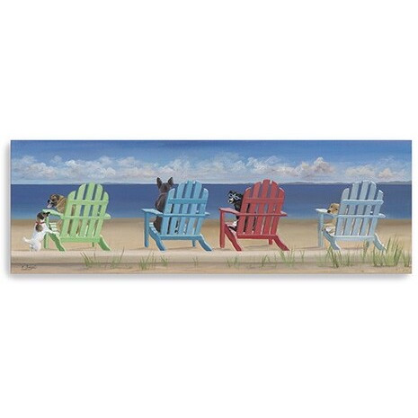 30"" Dogs At The Beach Canvas Wall Art
