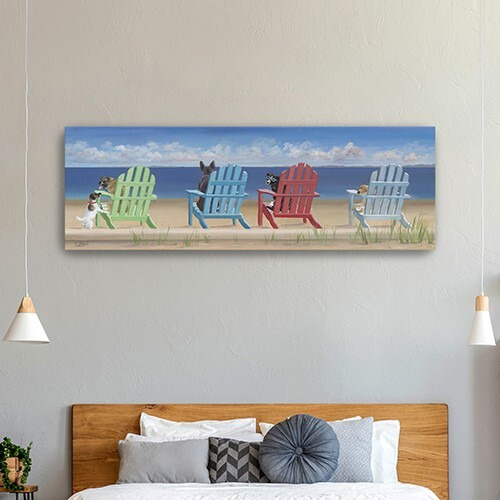 30"" Dogs At The Beach Canvas Wall Art