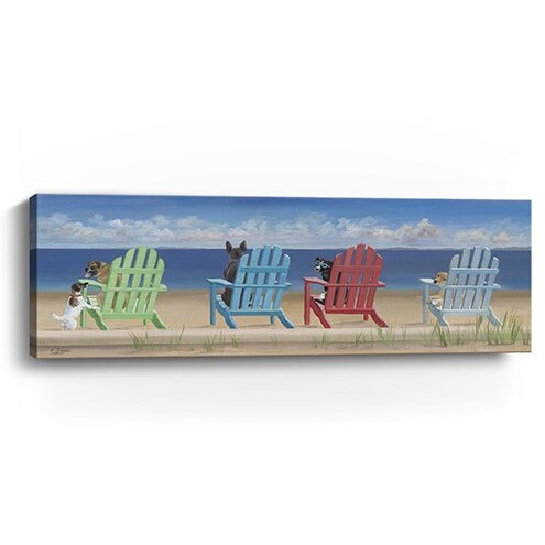30"" Dogs At The Beach Canvas Wall Art