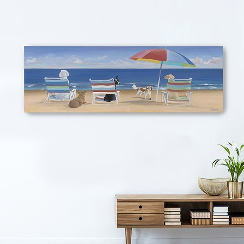 60"" X 20"" Dogs Perfect Beach Day Canvas Wall Art