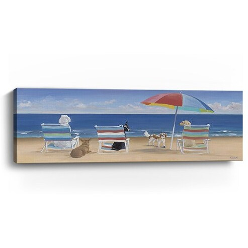 60"" X 20"" Dogs Perfect Beach Day Canvas Wall Art