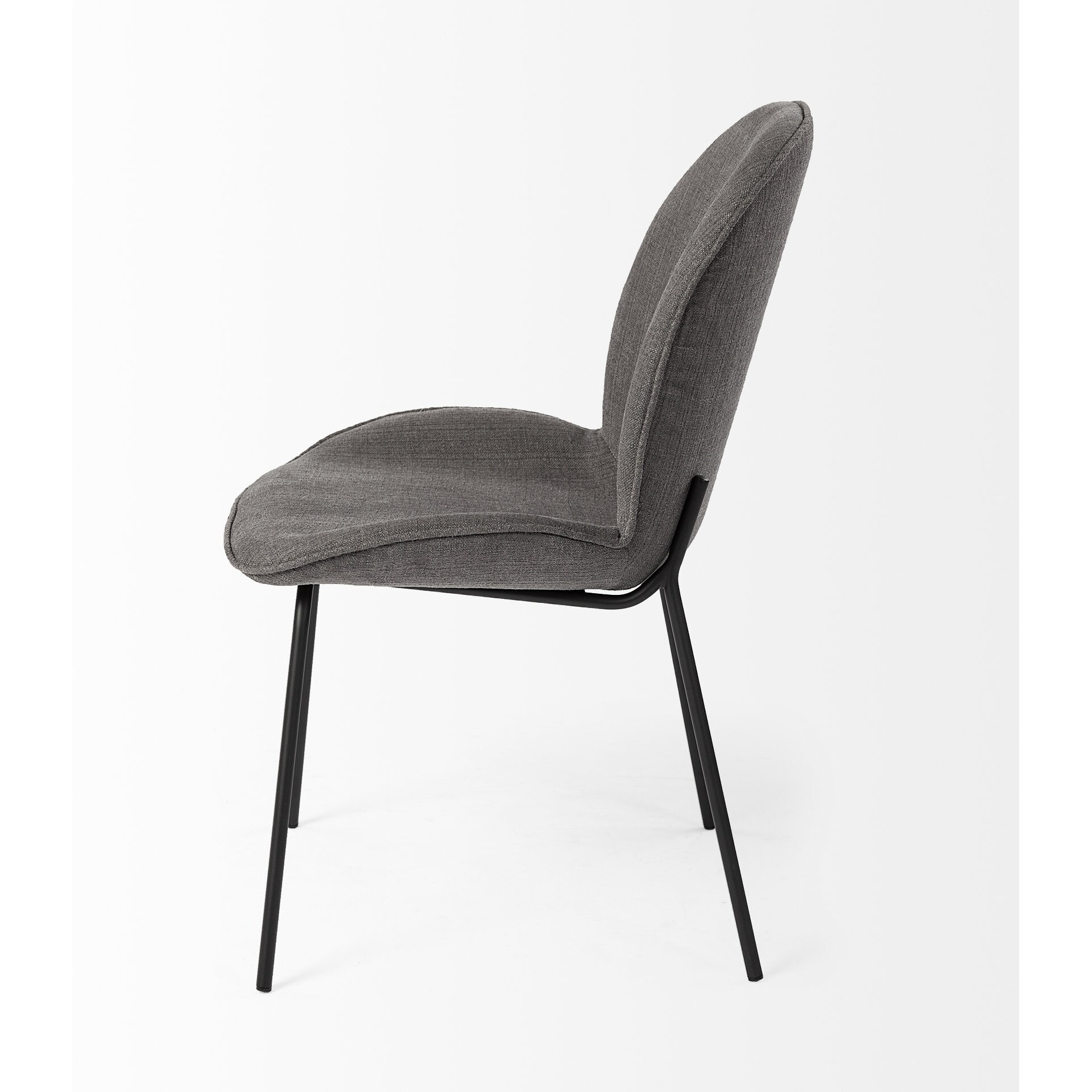 Black And Gray Flaired Seat Fabric Dining Chair
