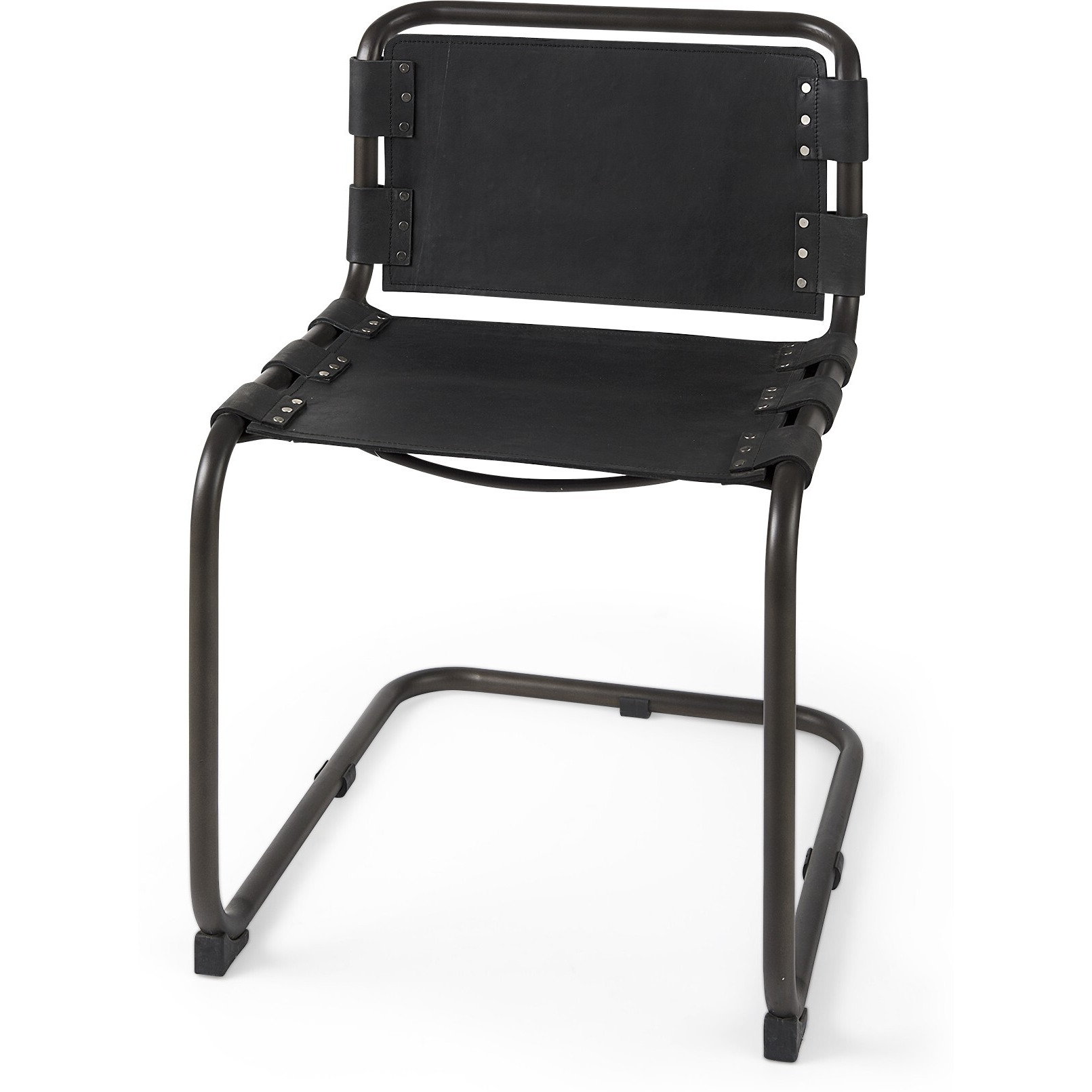 Set Of 2 Black Leather Dining Or Side Chairs