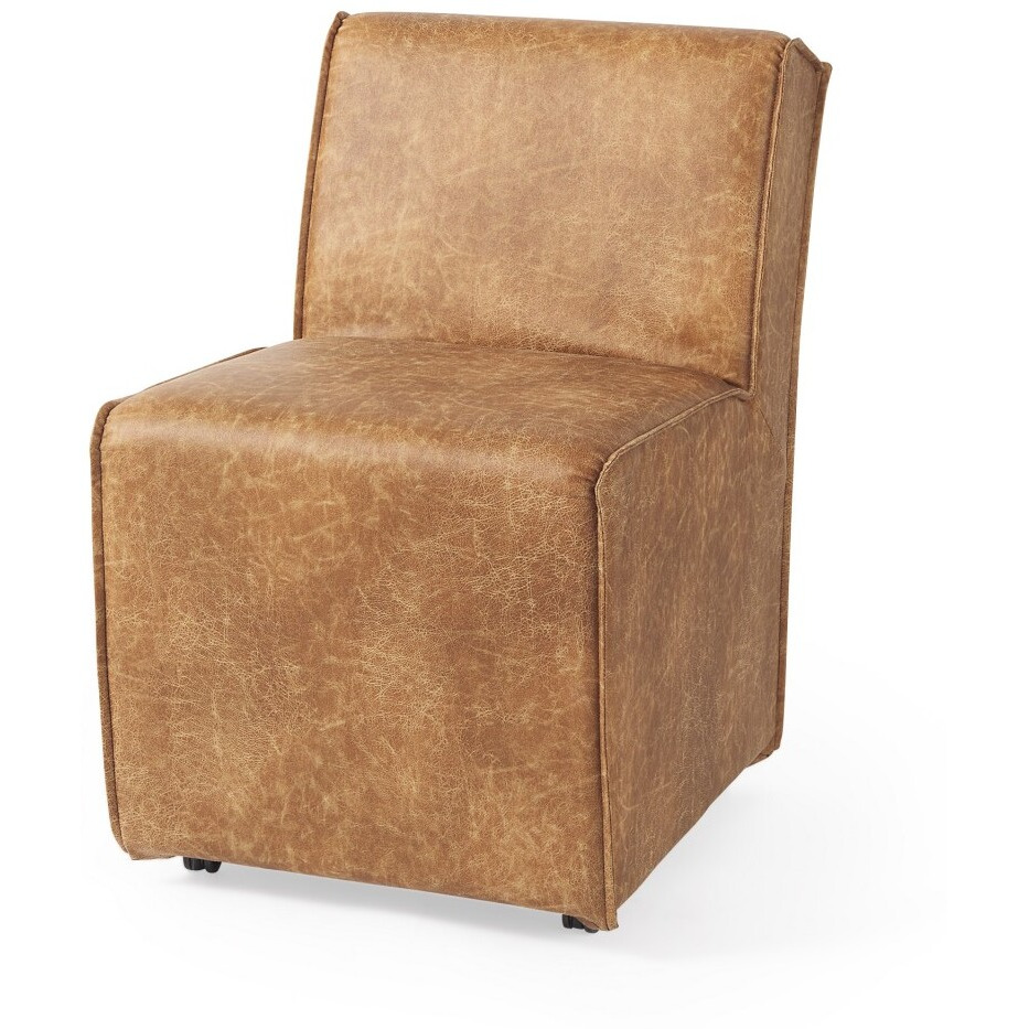 Carmel Brown Faux Leather Wedge Dining Chair