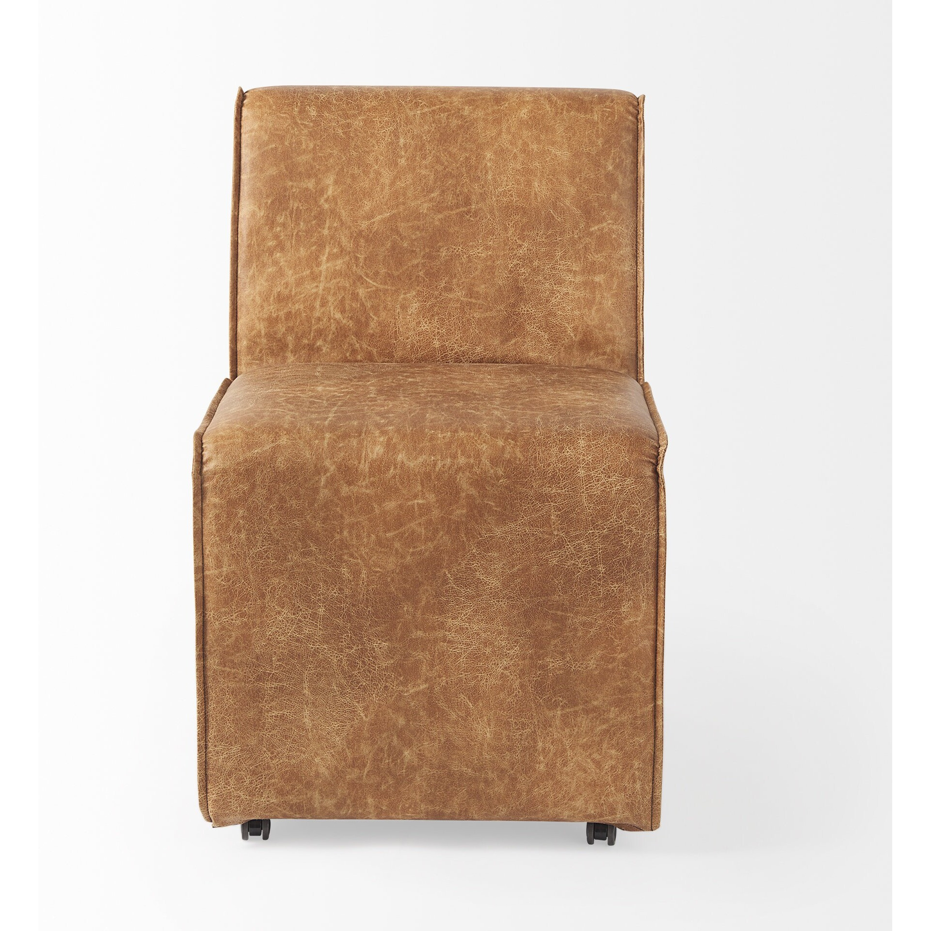 Carmel Brown Faux Leather Wedge Dining Chair