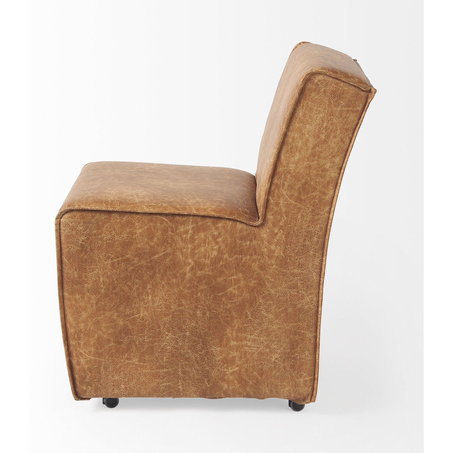Carmel Brown Faux Leather Wedge Dining Chair