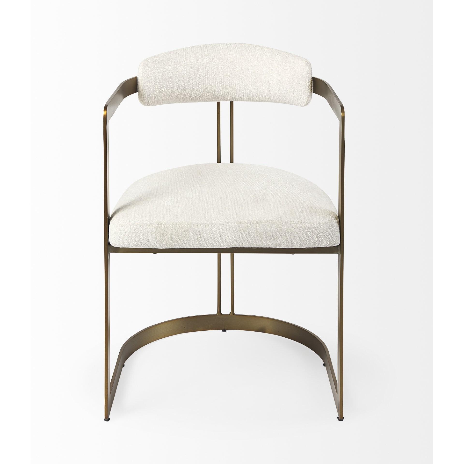 Curvy Gold And White Upholstered Dining Armchair