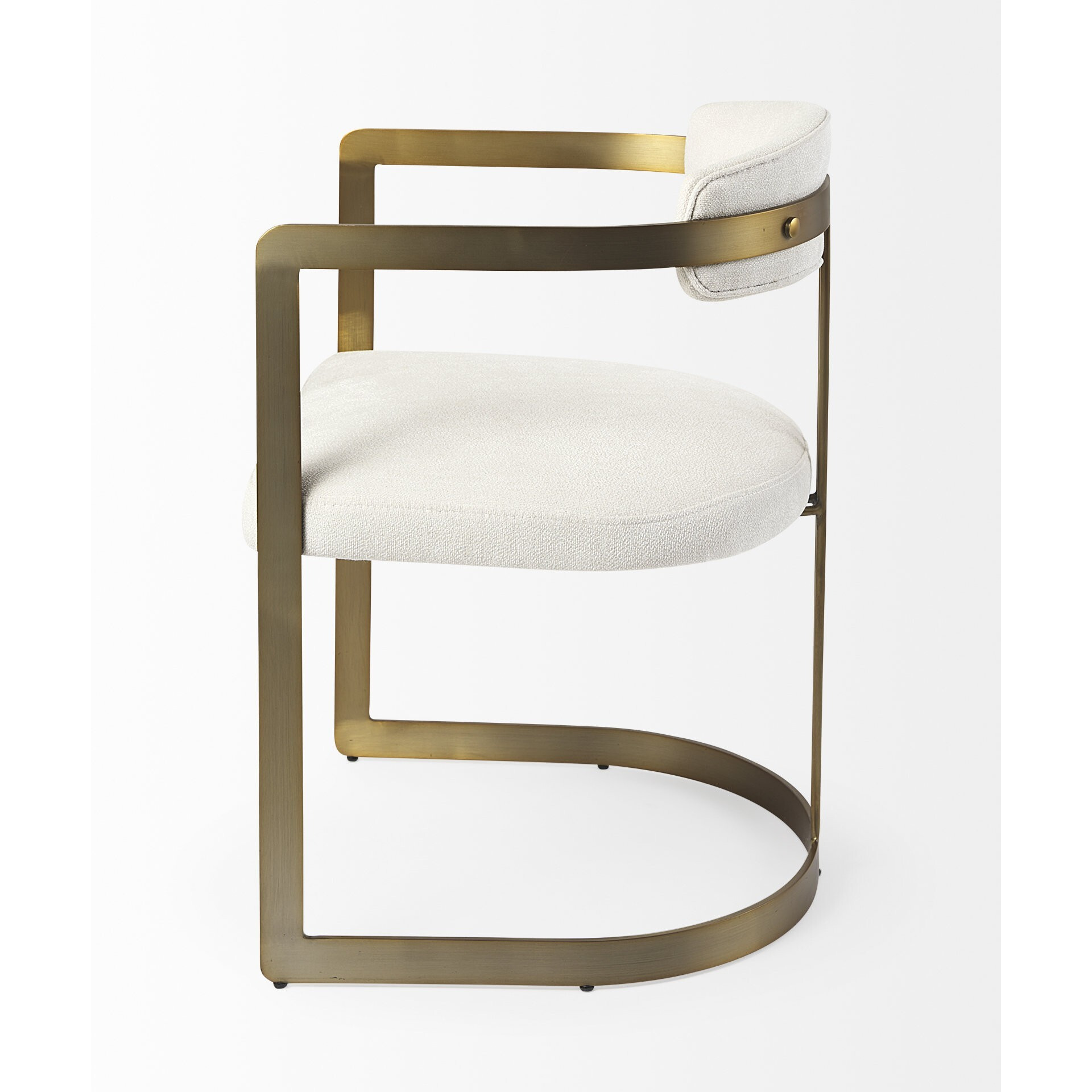 Curvy Gold And White Upholstered Dining Armchair
