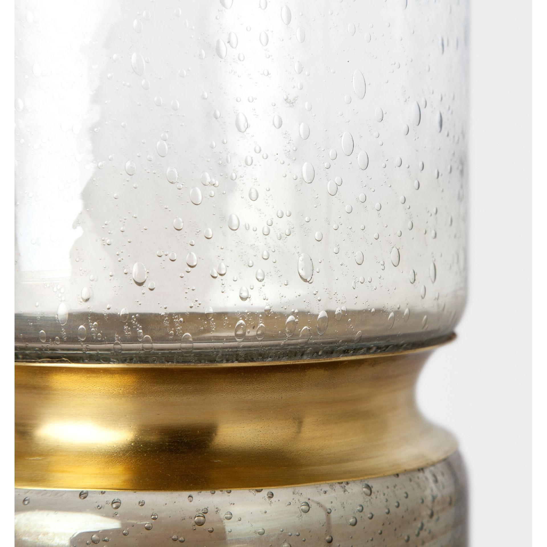 13"" Smoked Bubble Glass Gold Accent Vase