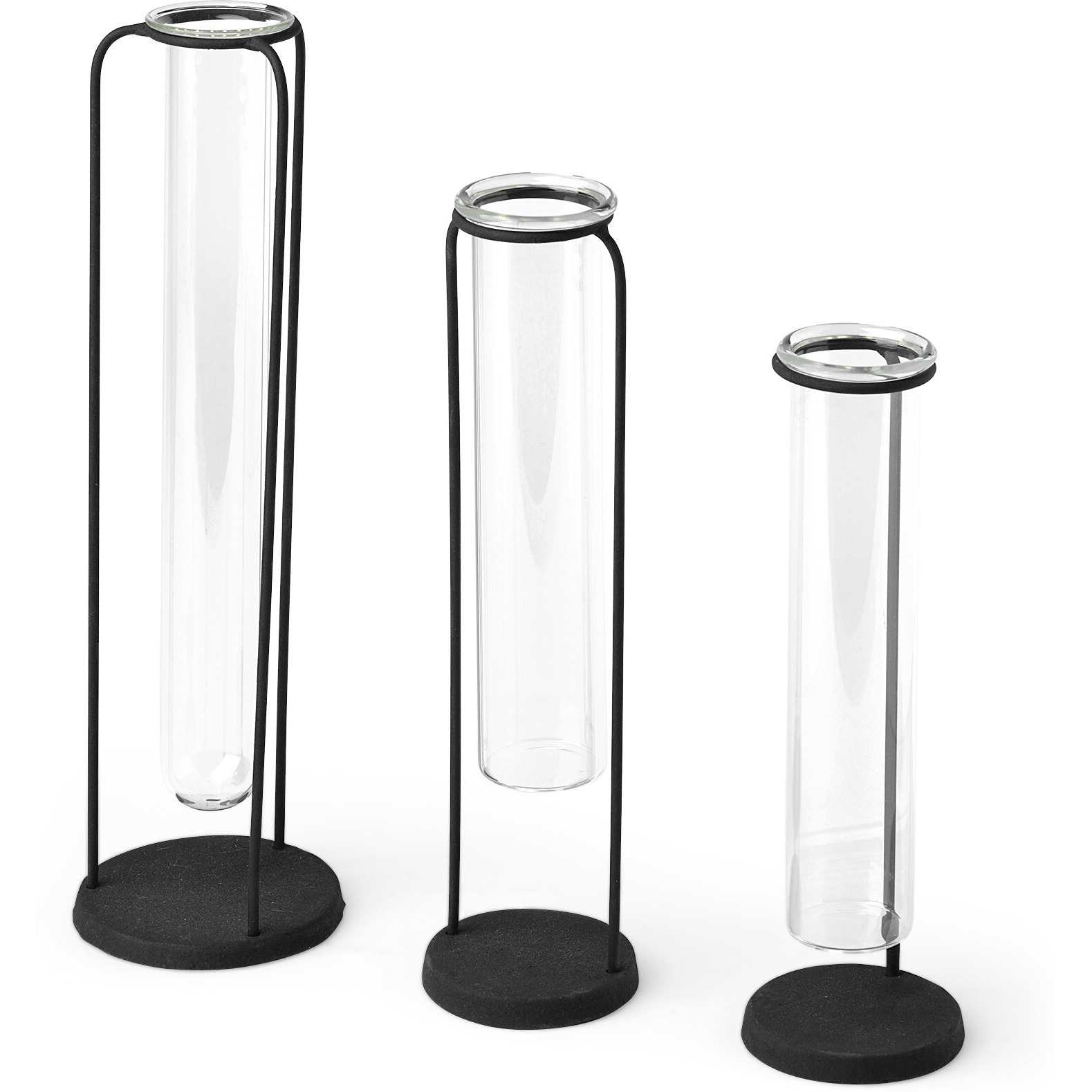 Set Of Three Test Tube Stand Vases