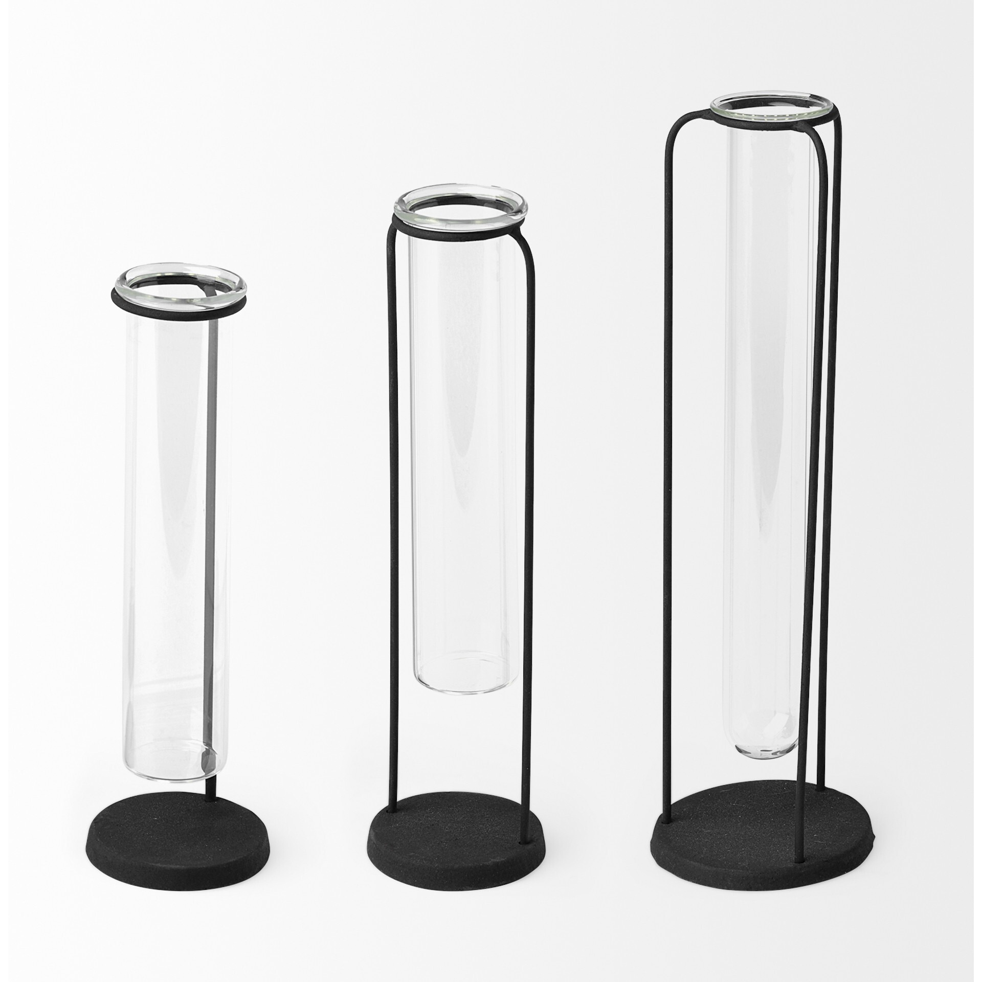 Set Of Three Test Tube Stand Vases